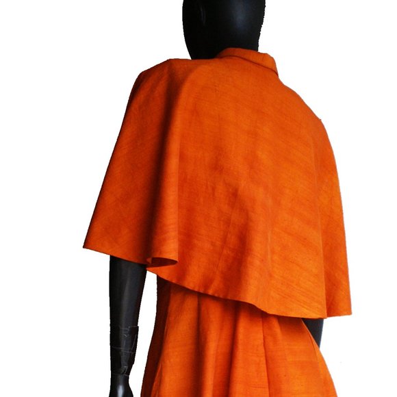 Burnt Orange  Two-piece Dress & Capelet Brandon Maxwell -inspired combo. Size M - Picture 8 of 10